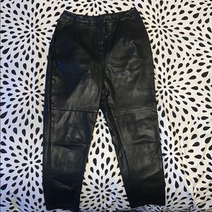 TOPSHOP Black Faux Leather Jogger-Look Pants